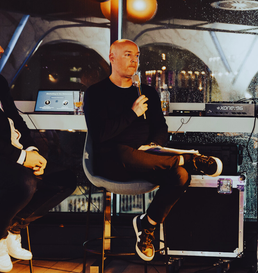 Robert Gillespie speaking on a panel at a Chartered Institute of Marketing event